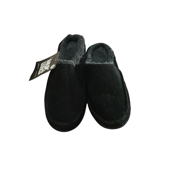 MUK LUKS Corduroy Clog Slipper Men 8 S Faux Fur Slip On Shoes Black Gray - Picture 7 of 9
